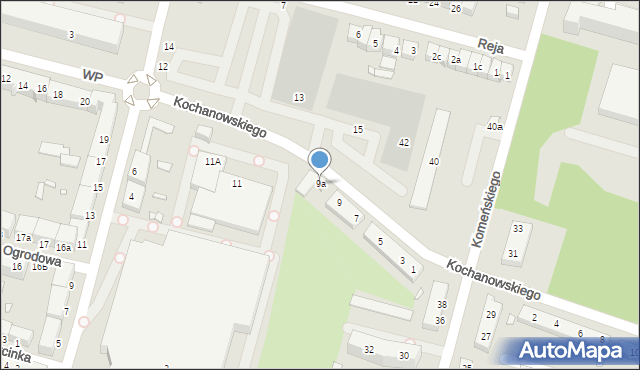 Elbląg, Kochanowskiego Jana, 9a, mapa Elbląga