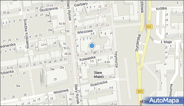 Elbląg, Kowalska, 17, mapa Elbląga