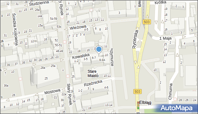 Elbląg, Kowalska, 8-9, mapa Elbląga