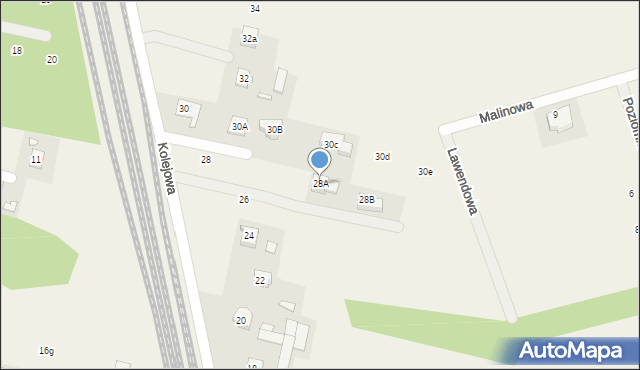 Gabryelin, Kolejowa, 28A, mapa Gabryelin