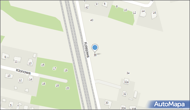 Gabryelin, Kolejowa, 36, mapa Gabryelin