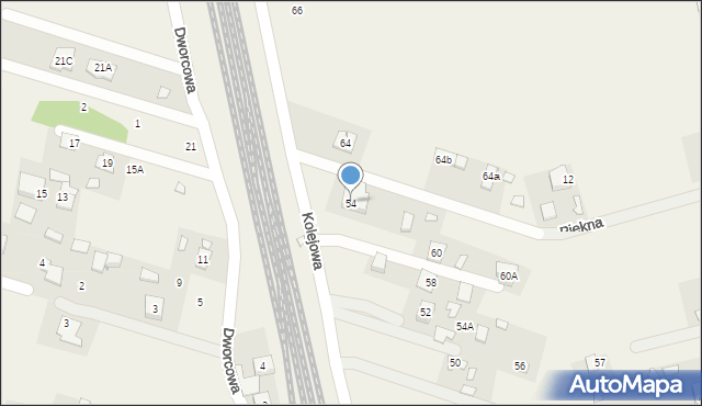 Gabryelin, Kolejowa, 54, mapa Gabryelin