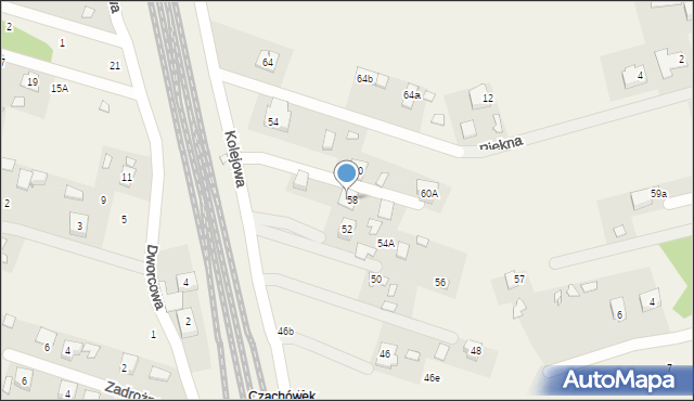 Gabryelin, Kolejowa, 58A, mapa Gabryelin