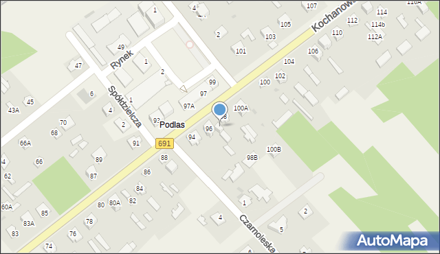 Garbatka-Letnisko, Kochanowskiego Jana, 98A, mapa Garbatka-Letnisko