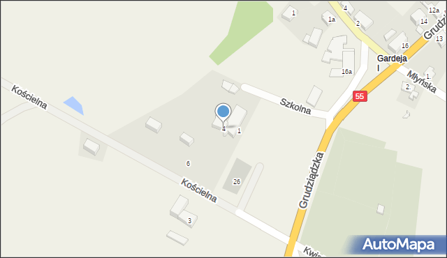 Gardeja, Kościelna, 4, mapa Gardeja