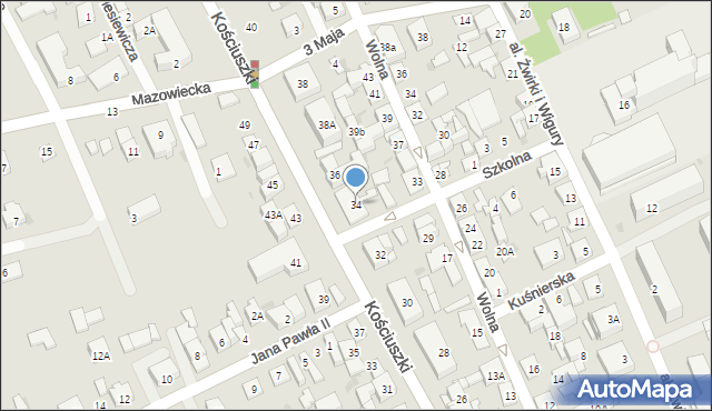 Garwolin, Kościuszki Tadeusza, gen., 34, mapa Garwolin