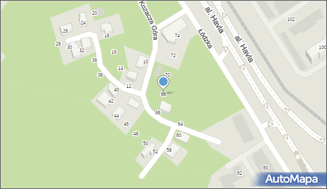Gdańsk, Kozacza Góra, 68, mapa Gdańska