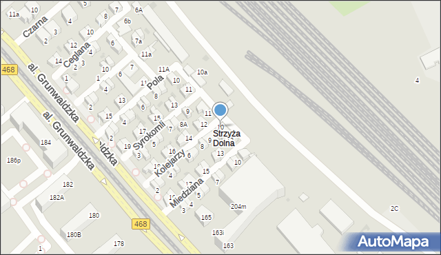 Gdańsk, Kolejarzy, 10, mapa Gdańska