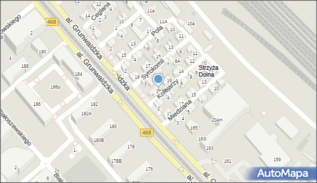 Gdańsk, Kolejarzy, 18, mapa Gdańska