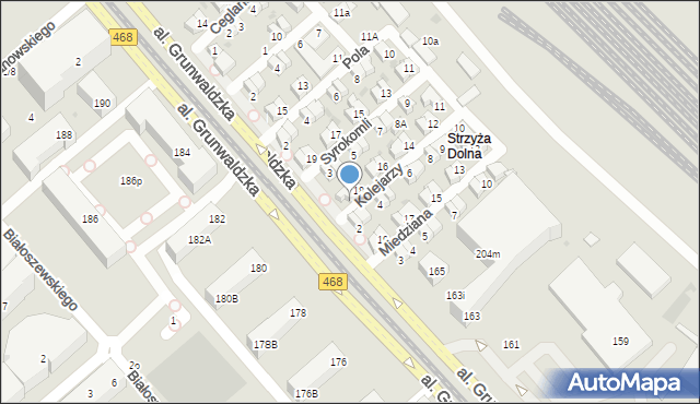 Gdańsk, Kolejarzy, 19, mapa Gdańska