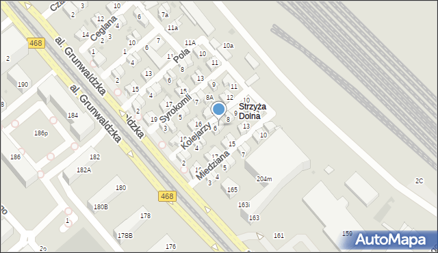 Gdańsk, Kolejarzy, 7, mapa Gdańska