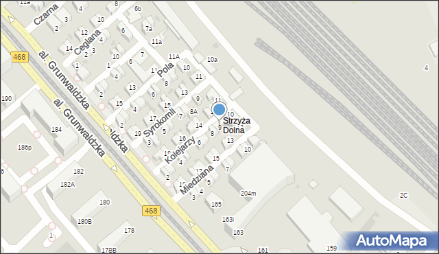 Gdańsk, Kolejarzy, 9, mapa Gdańska