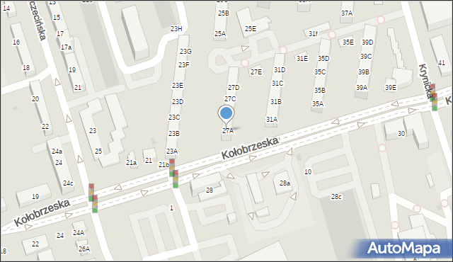 Gdańsk, Kołobrzeska, 27A, mapa Gdańska