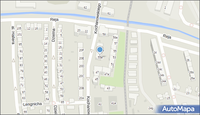 Gdańsk, Kochanowskiego Jana, 53a, mapa Gdańska