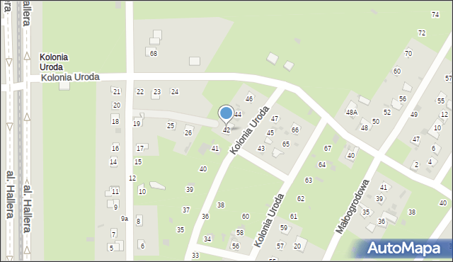 Gdańsk, Kolonia Uroda, 42, mapa Gdańska
