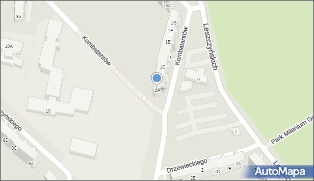 Gdańsk, Kombatantów, 1A, mapa Gdańska