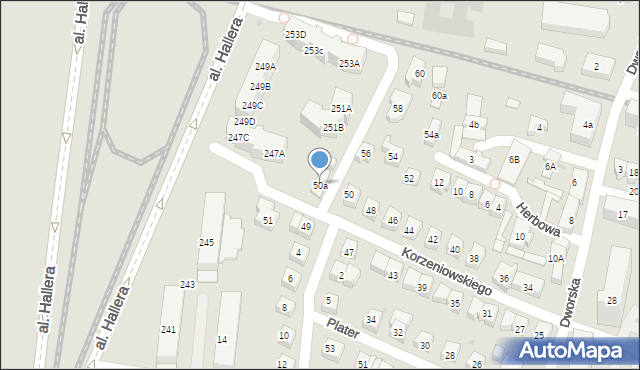 Gdańsk, Korzeniowskiego Konrada, 50a, mapa Gdańska