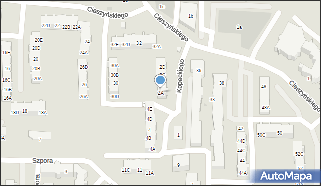 Gdańsk, Kopeckiego Kazimierza, prof., 2A, mapa Gdańska