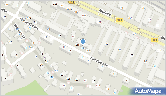 Gdynia, Komandorska, 16, mapa Gdyni
