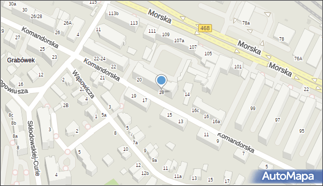 Gdynia, Komandorska, 18, mapa Gdyni
