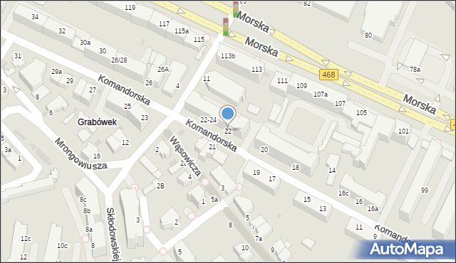 Gdynia, Komandorska, 22, mapa Gdyni