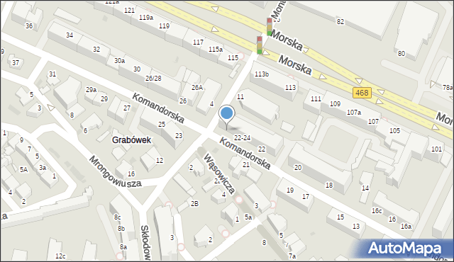 Gdynia, Komandorska, 24, mapa Gdyni