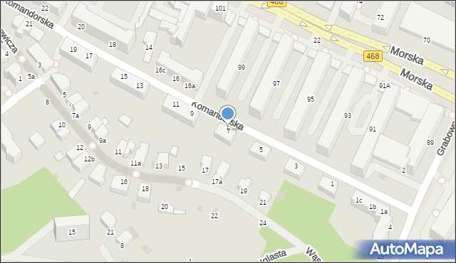 Gdynia, Komandorska, 7, mapa Gdyni