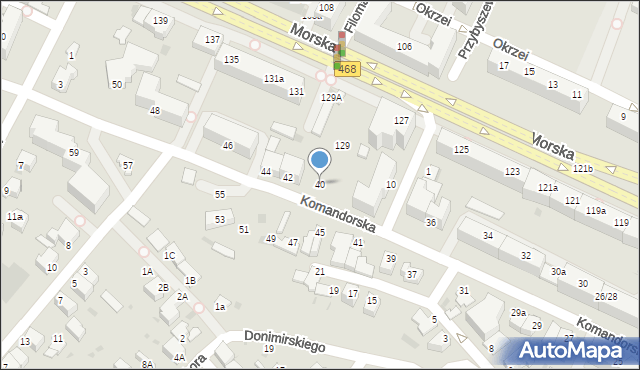 Gdynia, Komandorska, 40, mapa Gdyni