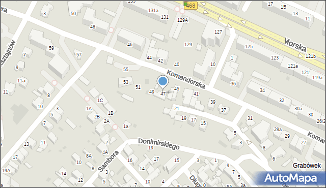 Gdynia, Komandorska, 47, mapa Gdyni
