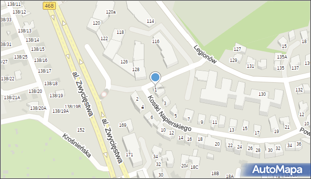 Gdynia, Kostki Napierskiego Aleksandra, 1, mapa Gdyni