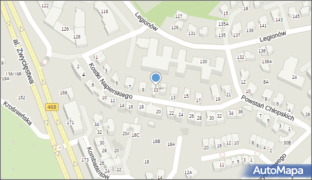 Gdynia, Kostki Napierskiego Aleksandra, 11, mapa Gdyni