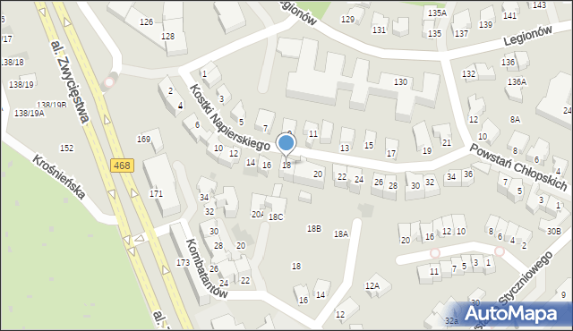 Gdynia, Kostki Napierskiego Aleksandra, 18, mapa Gdyni