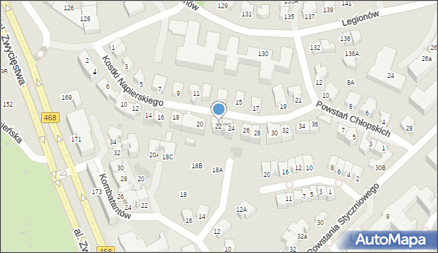 Gdynia, Kostki Napierskiego Aleksandra, 22, mapa Gdyni