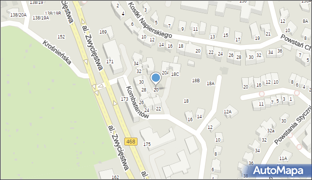 Gdynia, Kombatantów, 20, mapa Gdyni