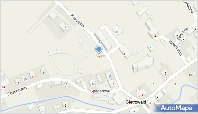 Gietrzwałd, Kościelna, 9, mapa Gietrzwałd