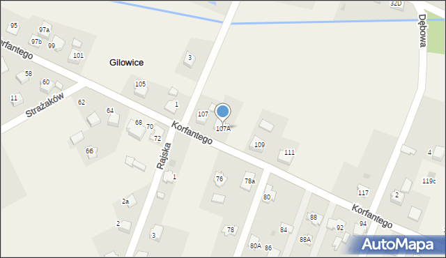 Gilowice, Korfantego Wojciecha, 107A, mapa Gilowice