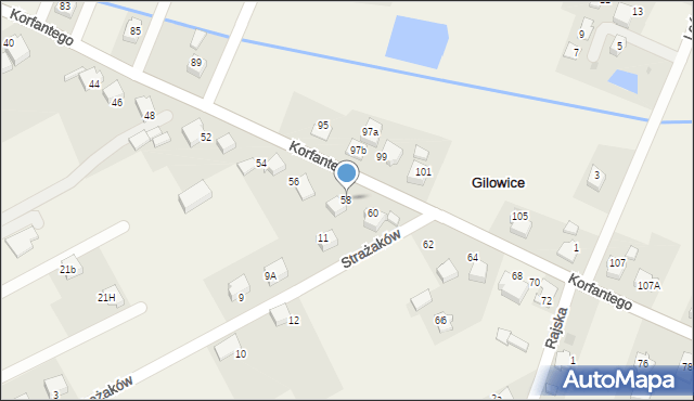 Gilowice, Korfantego Wojciecha, 58, mapa Gilowice