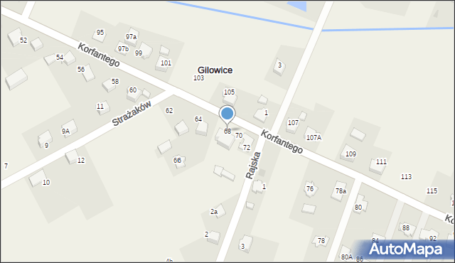 Gilowice, Korfantego Wojciecha, 68, mapa Gilowice