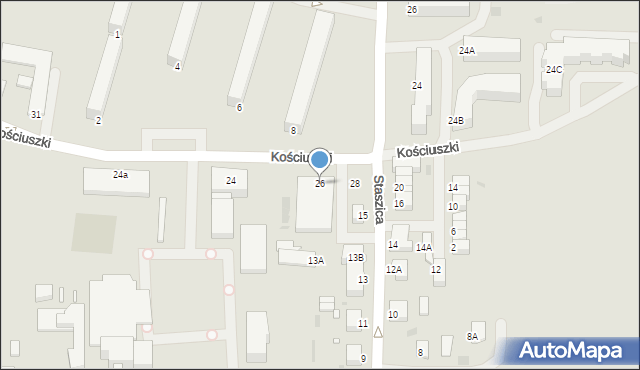 Giżycko, Kościuszki Tadeusza, gen., 26, mapa Giżycko