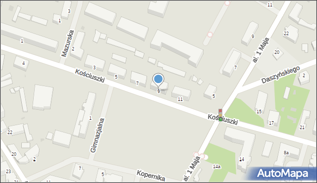 Giżycko, Kościuszki Tadeusza, gen., 9, mapa Giżycko