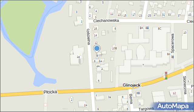 Glinojeck, Kościelna, 8, mapa Glinojeck