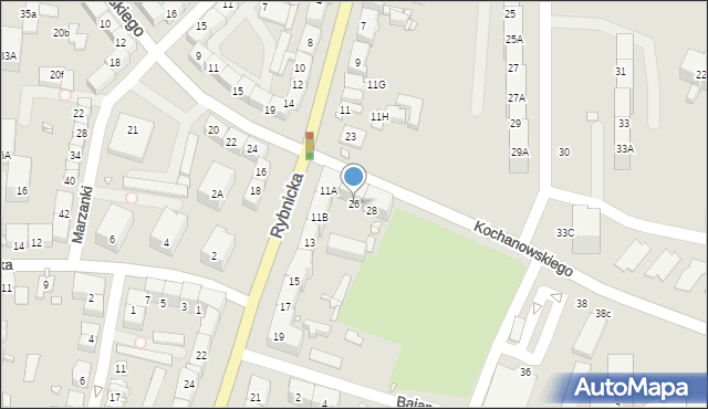 Gliwice, Kochanowskiego Jana, 26, mapa Gliwic