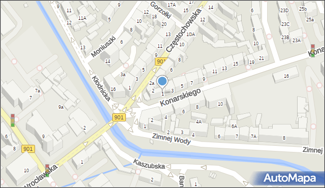Gliwice, Konarskiego Stanisława, 1, mapa Gliwic