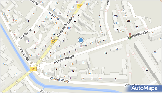 Gliwice, Konarskiego Stanisława, 11, mapa Gliwic