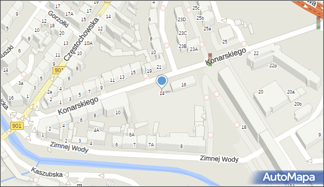 Gliwice, Konarskiego Stanisława, 14, mapa Gliwic