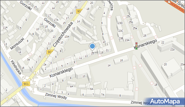 Gliwice, Konarskiego Stanisława, 15, mapa Gliwic