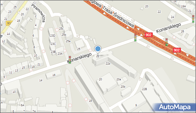 Gliwice, Konarskiego Stanisława, 22, mapa Gliwic