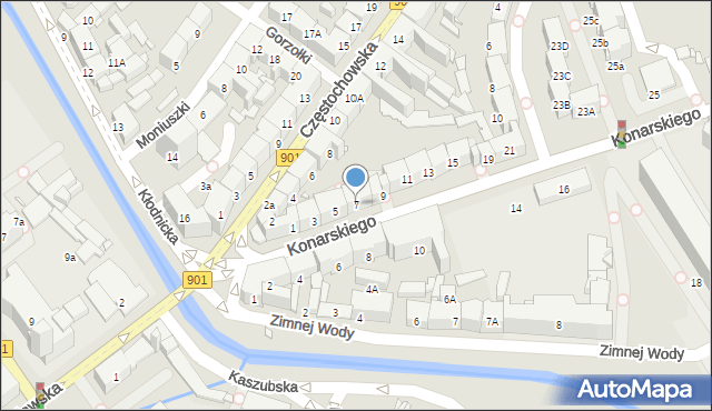 Gliwice, Konarskiego Stanisława, 7, mapa Gliwic