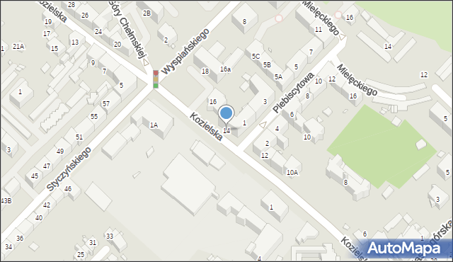 Gliwice, Kozielska, 14, mapa Gliwic