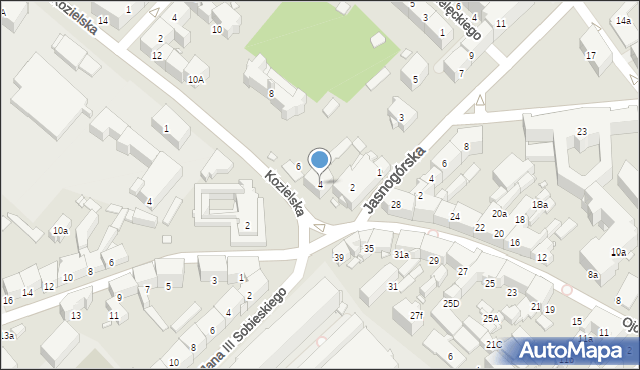 Gliwice, Kozielska, 4, mapa Gliwic